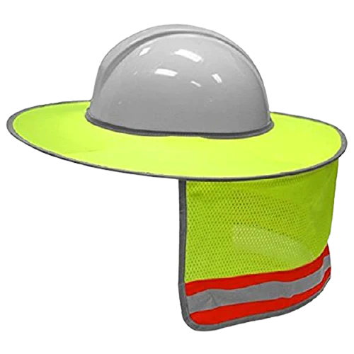 Lime sun protector for hard hat with reflective